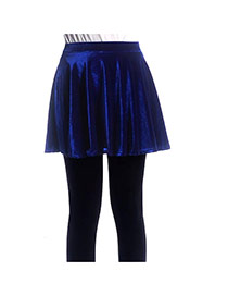 Fashion Sapphire Blue Pure Color Decorated Simple Short Pleated Skirt