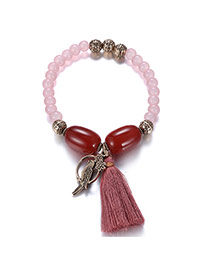 Fashion Pink Tassel&bird Pendant Decorated Hand-woven Bracelet