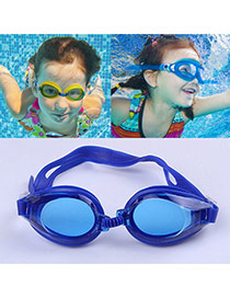 Fashion Dark Blue Pure Color Decorated Simple Children Swimming Goggles (earplug)